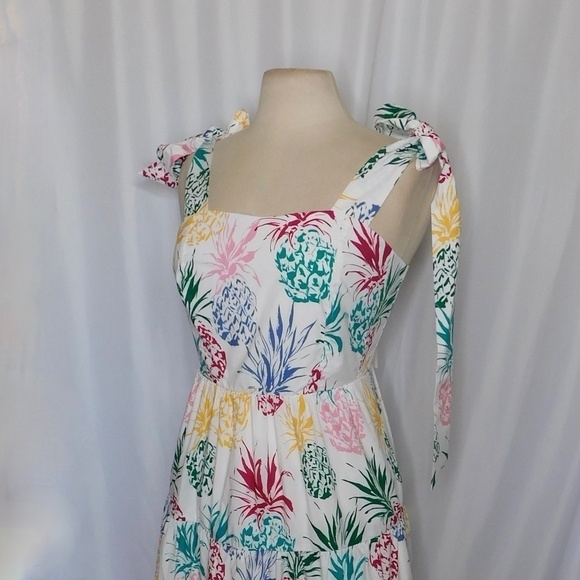NWT!! MILLY Ellery Tiered Pineapple Print Midi Dress Poplin Colorful Size 8 - Picture 7 of 16